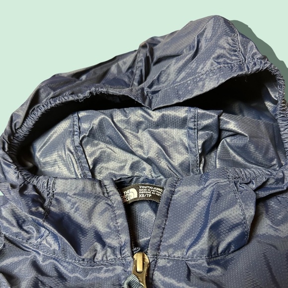 Youth The North Face Jacket Navy Blue Youth Size XS Windbreaker Wall Zip Up - Picture 7 of 9
